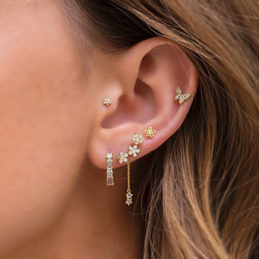 Starfetti Floral Earring Set for LEFT EAR ONLY | 18K Plated