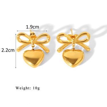  Gold heart bow studs by aquastreet