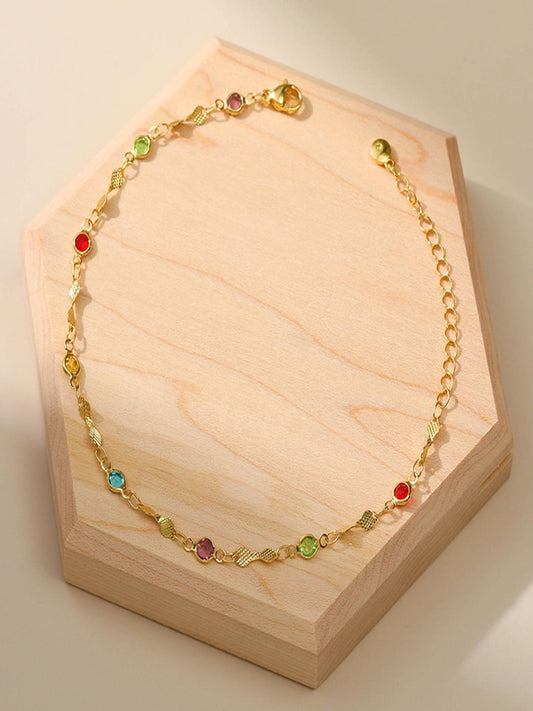 Charlie Multicolor Zircon Anklet (Single) | 18K Plated
