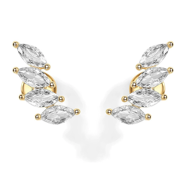 4 Leaf Zircon Flat Back Studs | 14K Plated