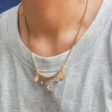 Clover Sparkle Charm Necklace | 18K Plated