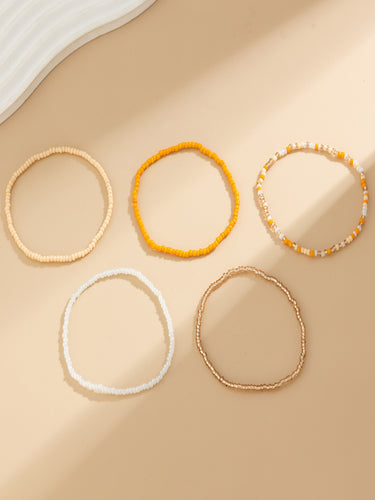 Desert Glow Beaded Anklets (Set of 5)