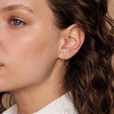 C-shaped Zircon Half Hoops | 14K Plated