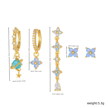 Skyglint Floral Earring Set for SINGLE EAR ONLY | 18K Plated