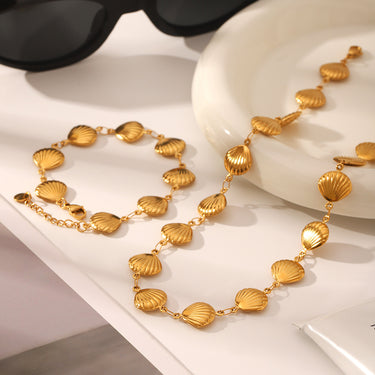 Shell Bracelet and Necklace Set | 18K Plated