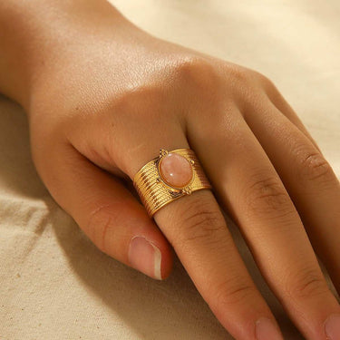 Natural Stone Ring | 18K Plated