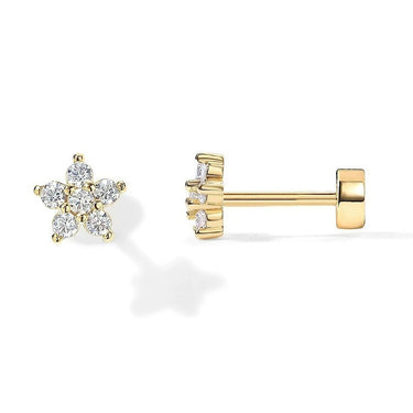 Floral Zircon Flat Back Studs | 14K Plated