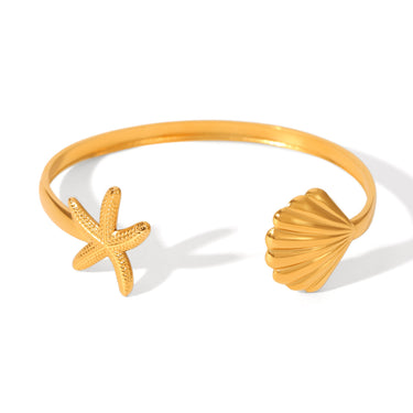 Golden Starfish Shell Cuff Bracelet
