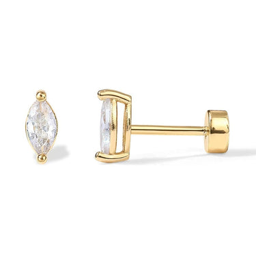 Petal Zircon Flat Back Studs | 14K Plated