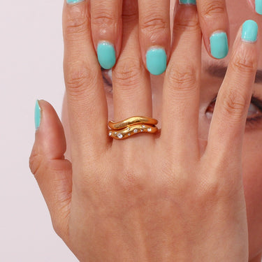 Wavy Duo Rings (Pack of 2) | 18K Plated
