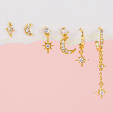 Nyxia Star Earring Set for SINGLE EAR ONLY | 18K Plated