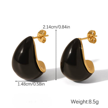 Black Resin Teardrop Earrings studs