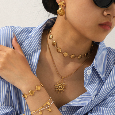 set of Starfish, Shell and Pearl Bracelet