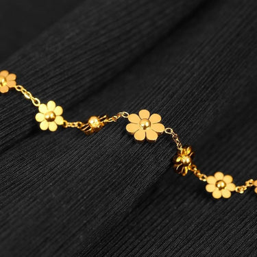 Floral Bloom Charm Anklet | 18K Plated
