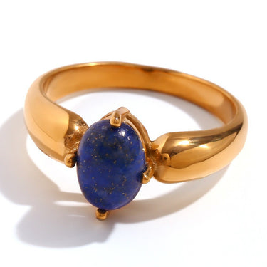 Solid Oval Lapis Ring | 18K Plated