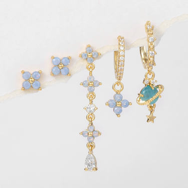 Light Blue Floral Earring Set 