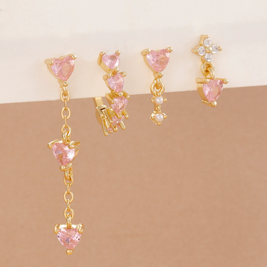 Rosé Romance Heart Earring Set | 18K Plated