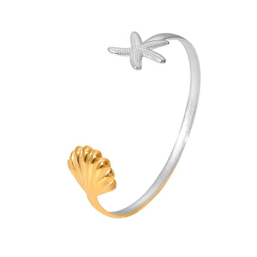 Two tone Starfish Shell Cuff Bracelet
