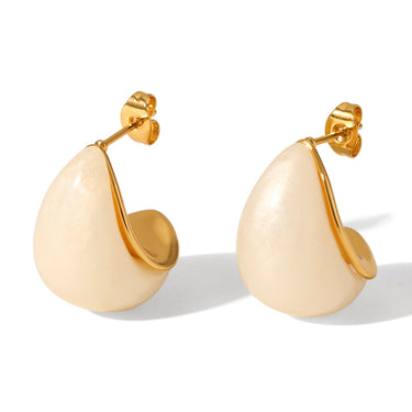White Resin Teardrop Studs