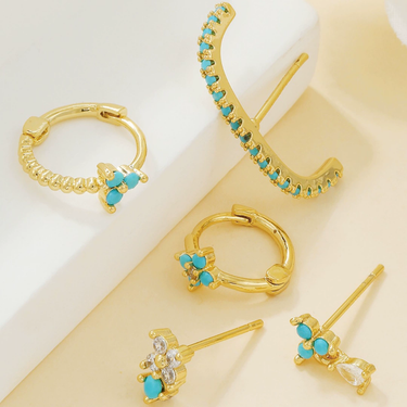 Bloombeam Floral Earring Set for SINGLE EAR ONLY | 18K Plated