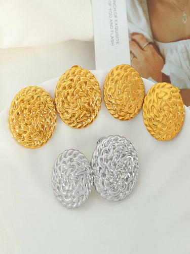 Lucid Round Hammered Studs | 18K Plated