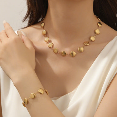 Shell Bracelet and Necklace Set | 18K Plated