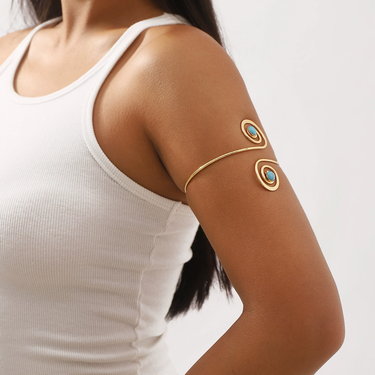 Blue Stone Spiral Arm Cuff