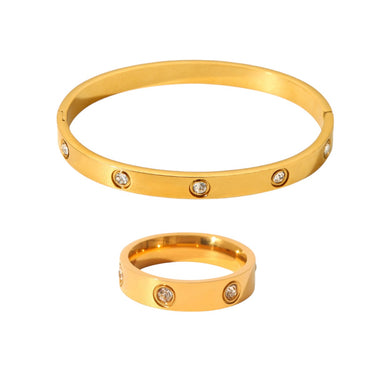 Soie Zircon Bracelet & Ring Set aquastreet