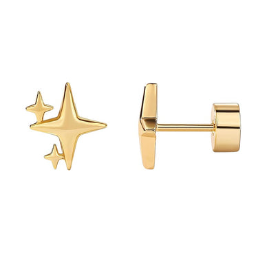 Spark Screw Back Studs | 14K Plated