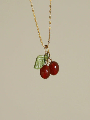 Cherry Kiss Necklace | 18K Plated
