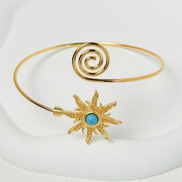 Blue Stone Sun & Spiral Arm Cuff