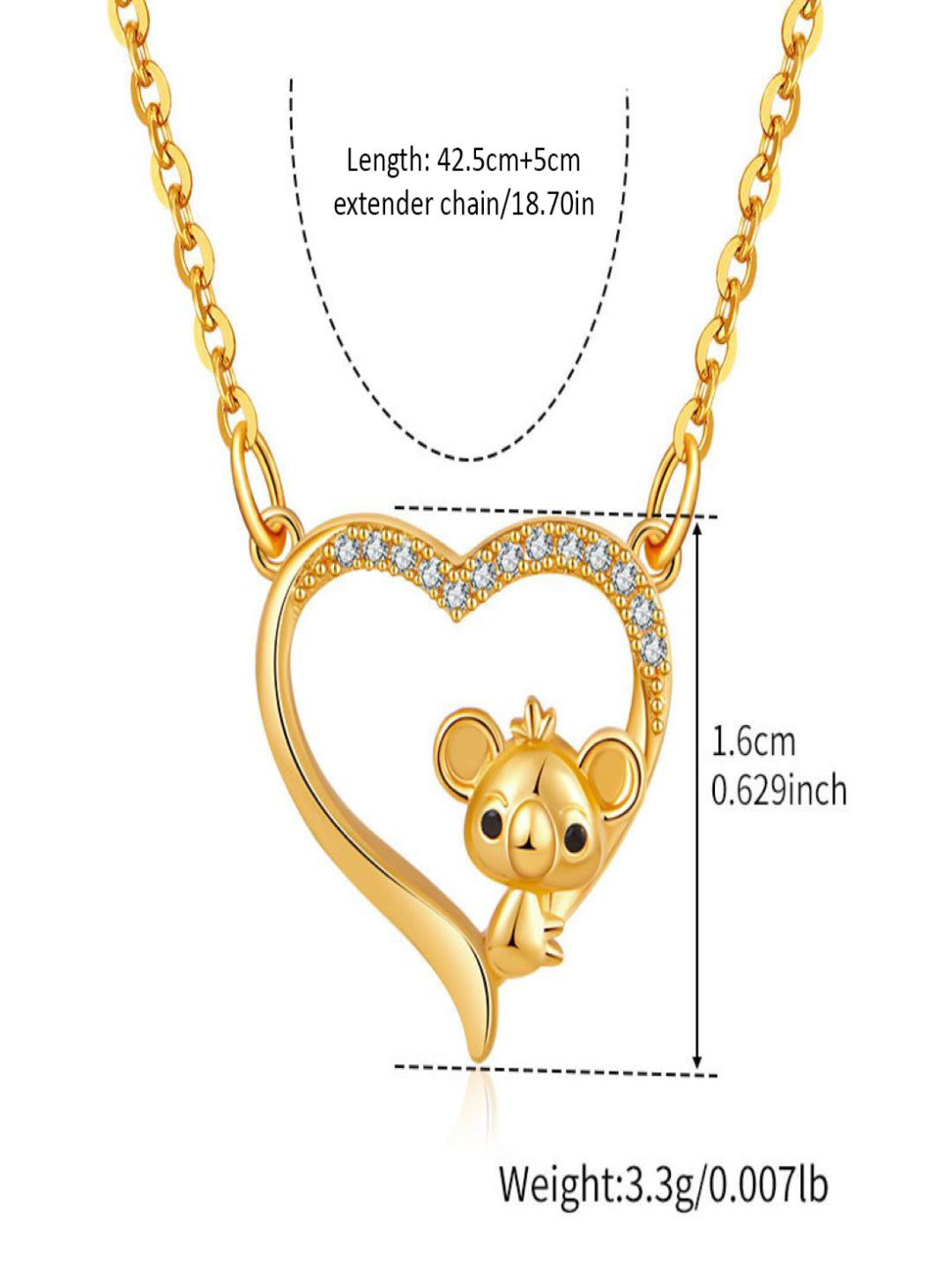 Hug Me Koala Heart Pendant | 18K Plated