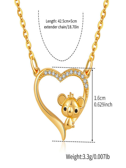 Hug Me Koala Heart Pendant | 18K Plated