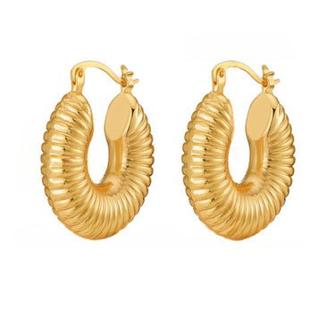 Cori Ribbed Hoops | 18K Plated