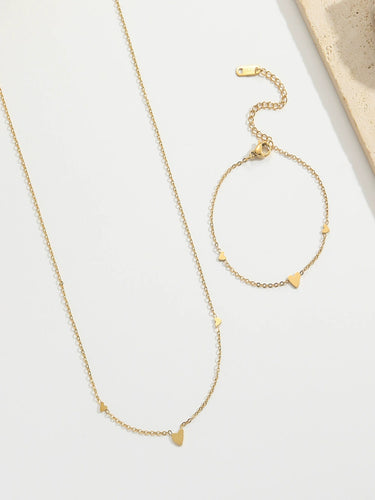 Amoura Heart Chain Necklace Set | 18K Plated