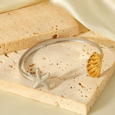 Two tone Starfish Shell Cuff Bracelet images