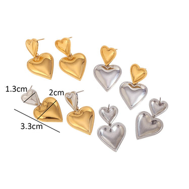 Two Tone Duo Heart Drop Stud (Set of 4) | 18K Plated