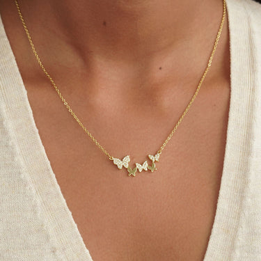 Cluster of Butterflies Pendant | 18K Plated