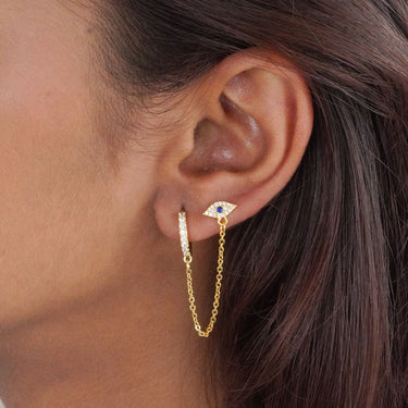 Evil Eye Earring Chain (single) | 18K Plated