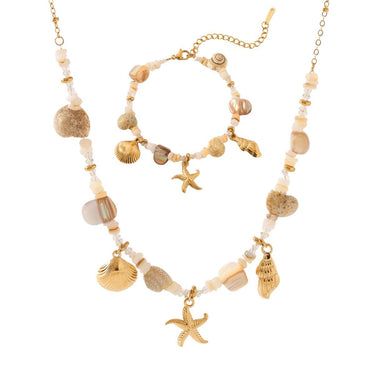 Sea Shell  & Starfish Necklace Bracelet set for women