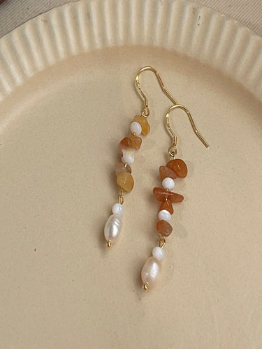 Autumn Glow Natural Stone Drops | Gold Plated