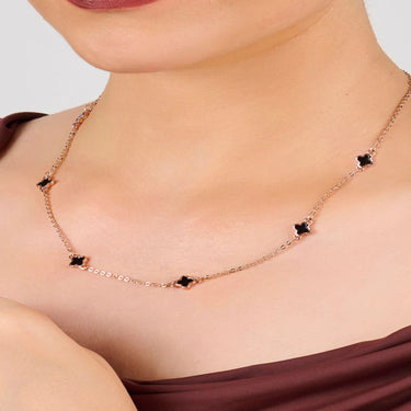 Grace Black Clover Charm Necklace