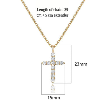 Mens Cross in Zircon Pendant Chain | 14K Plated